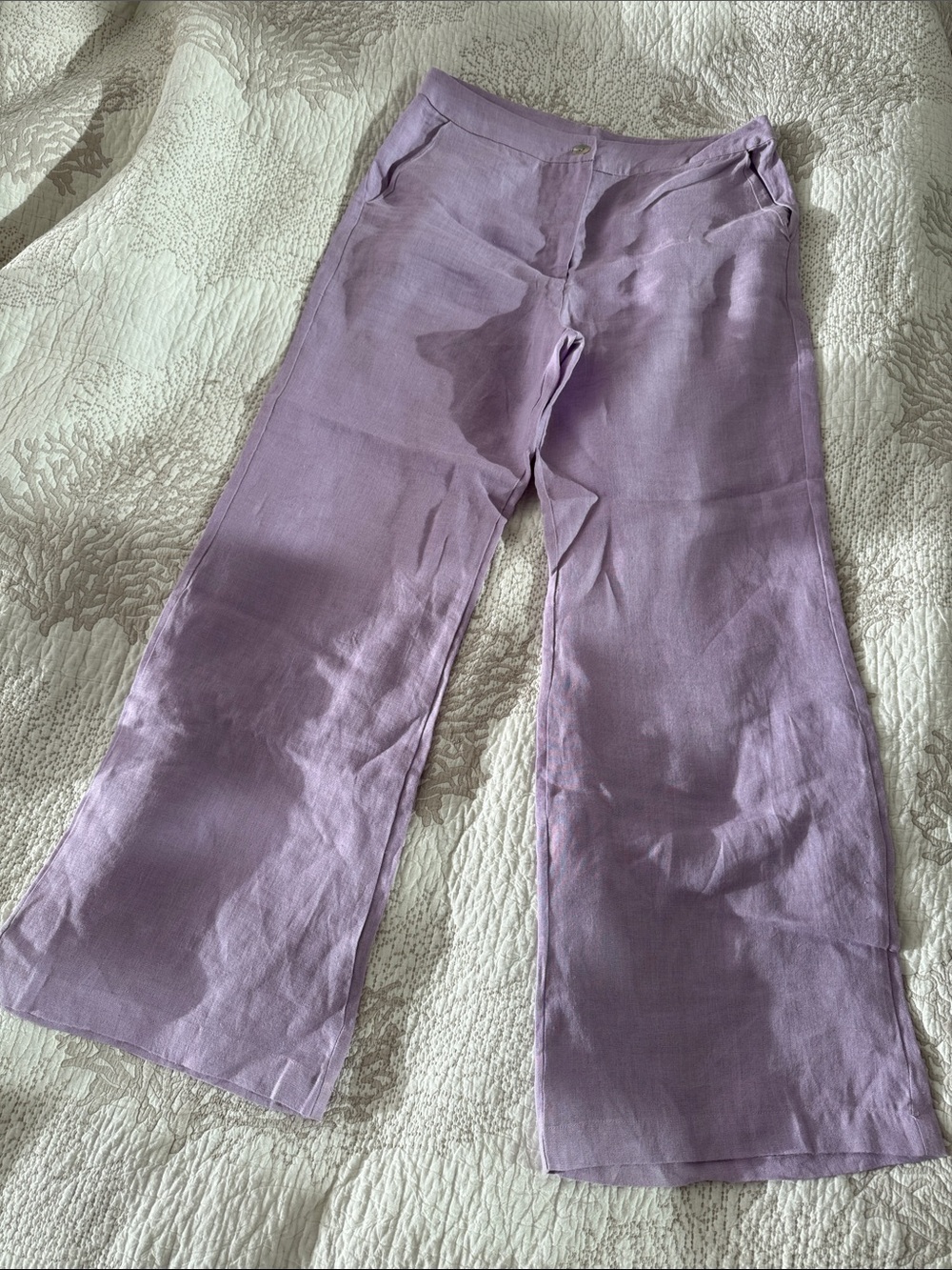 Lilac Wide-Leg Linen Pants - Women's
